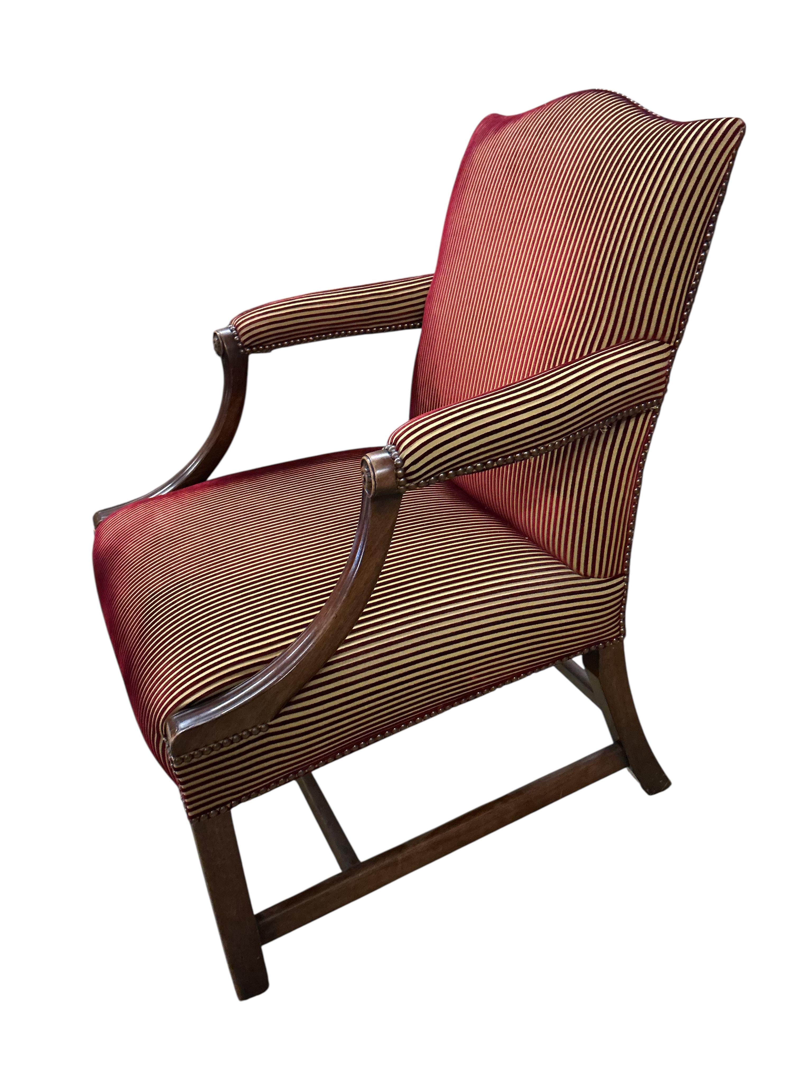 A Regency mahogany elbow chair, width 51cm, depth 52cm, height 87cm